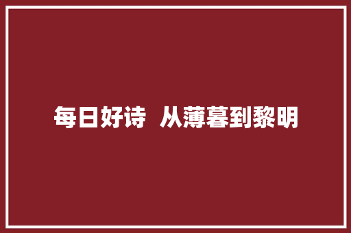 每日好诗  从薄暮到黎明