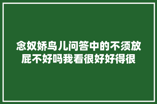 念奴娇鸟儿问答中的不须放屁不好吗我看很好好得很