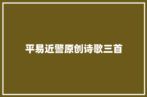 平易近警原创诗歌三首