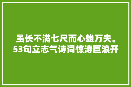 虽长不满七尺而心雄万夫。53句立志气诗词惊涛巨浪开拓进取