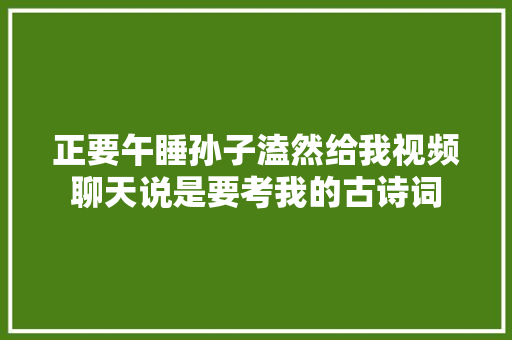 正要午睡孙子溘然给我视频聊天说是要考我的古诗词
