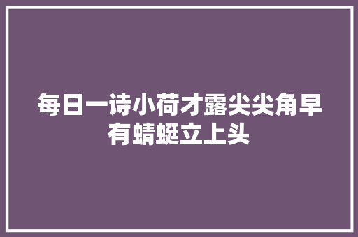 每日一诗小荷才露尖尖角早有蜻蜓立上头