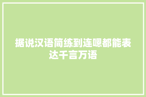 据说汉语简练到连嗯都能表达千言万语