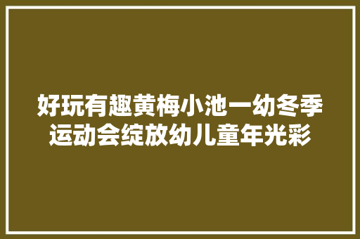 好玩有趣黄梅小池一幼冬季运动会绽放幼儿童年光彩