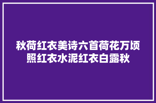 秋荷红衣美诗六首荷花万顷照红衣水泥红衣白露秋