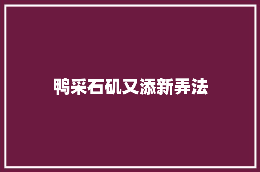 鸭采石矶又添新弄法