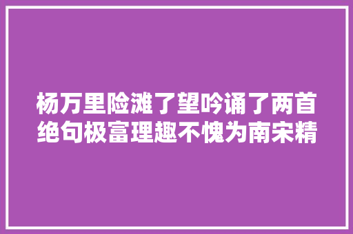 杨万里险滩了望吟诵了两首绝句极富理趣不愧为南宋精彩才子