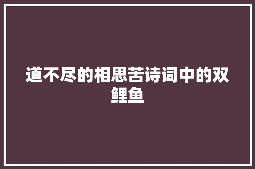道不尽的相思苦诗词中的双鲤鱼