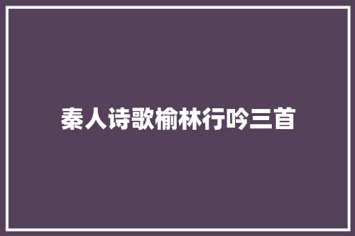 秦人诗歌榆林行吟三首