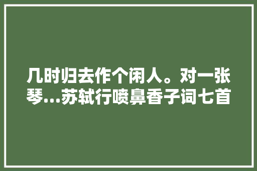 几时归去作个闲人。对一张琴…苏轼行喷鼻香子词七首赏析