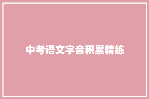 中考语文字音积累精练