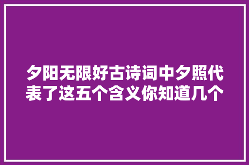 夕阳无限好古诗词中夕照代表了这五个含义你知道几个