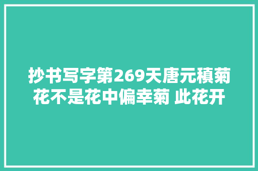抄书写字第269天唐元稹菊花不是花中偏幸菊 此花开尽更无花