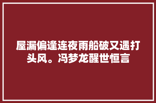屋漏偏逢连夜雨船破又遇打头风。冯梦龙醒世恒言