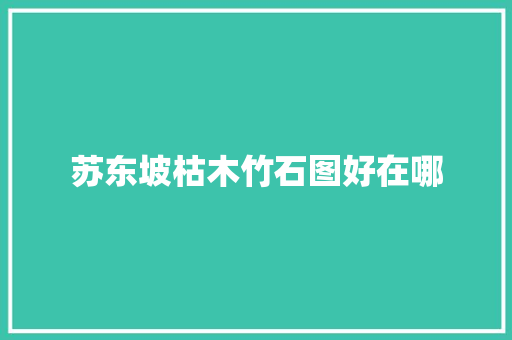 苏东坡枯木竹石图好在哪