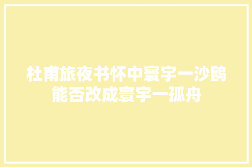 杜甫旅夜书怀中寰宇一沙鸥能否改成寰宇一孤舟