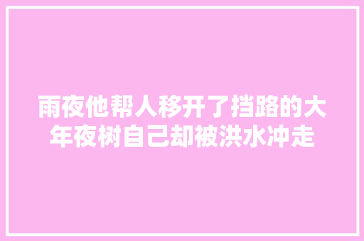 雨夜他帮人移开了挡路的大年夜树自己却被洪水冲走