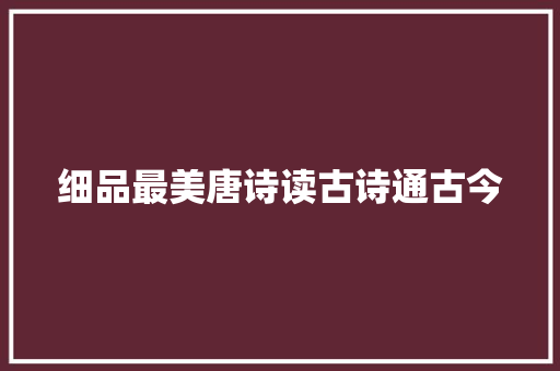 细品最美唐诗读古诗通古今