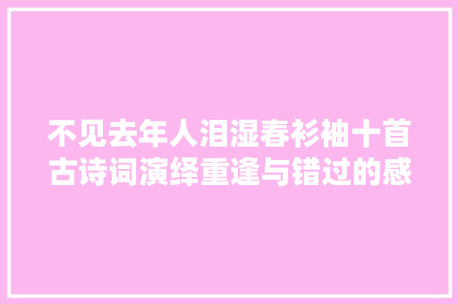 不见去年人泪湿春衫袖十首古诗词演绎重逢与错过的感伤
