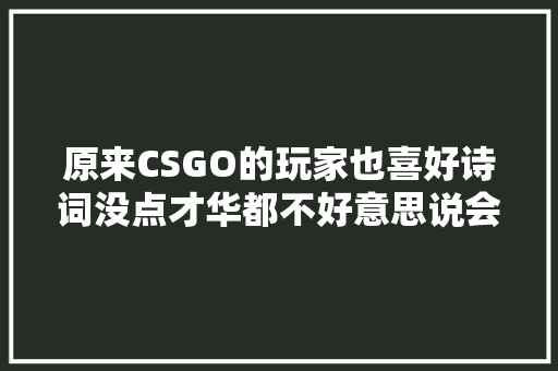 原来CSGO的玩家也喜好诗词没点才华都不好意思说会玩游戏