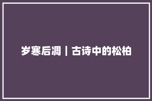岁寒后凋｜古诗中的松柏