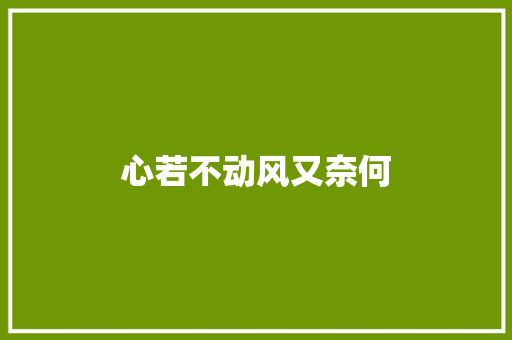 心若不动风又奈何