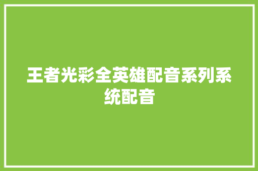 王者光彩全英雄配音系列系统配音