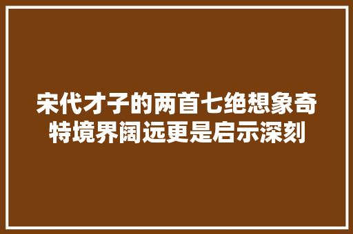 宋代才子的两首七绝想象奇特境界阔远更是启示深刻