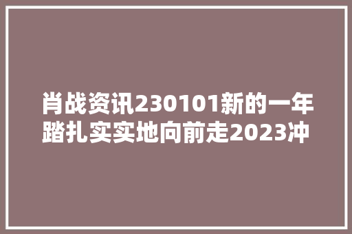 肖战资讯230101新的一年踏扎实实地向前走2023冲