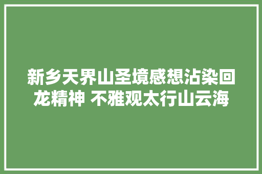 新乡天界山圣境感想沾染回龙精神 不雅观太行山云海