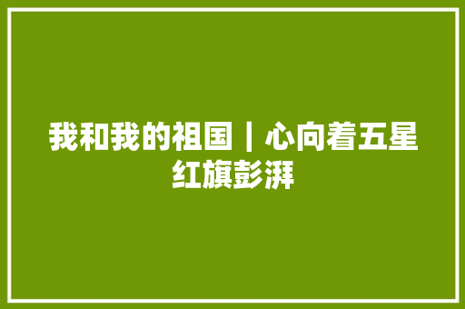 我和我的祖国｜心向着五星红旗彭湃