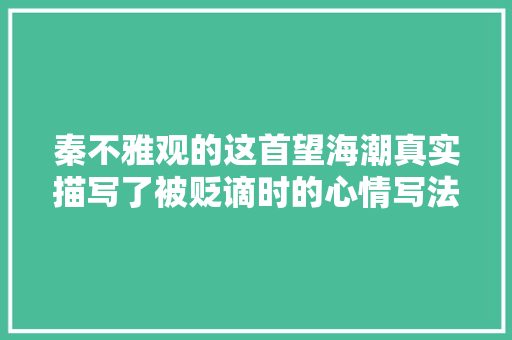 秦不雅观的这首望海潮真实描写了被贬谪时的心情写法真是高超