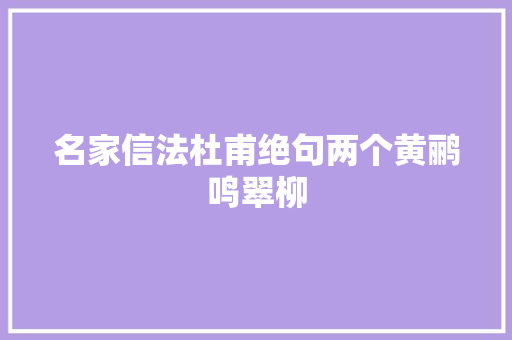 名家信法杜甫绝句两个黄鹂鸣翠柳