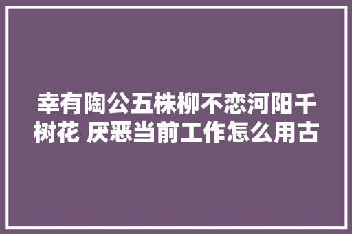 幸有陶公五株柳不恋河阳千树花 厌恶当前工作怎么用古诗词表达