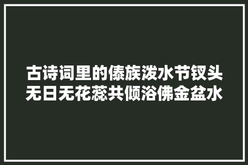 古诗词里的傣族泼水节钗头无日无花蕊共倾浴佛金盆水