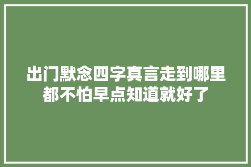 出门默念四字真言走到哪里都不怕早点知道就好了