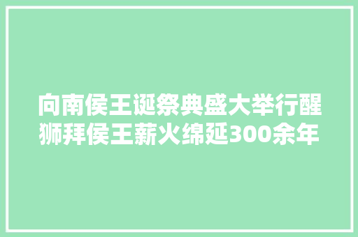 向南侯王诞祭典盛大举行醒狮拜侯王薪火绵延300余年