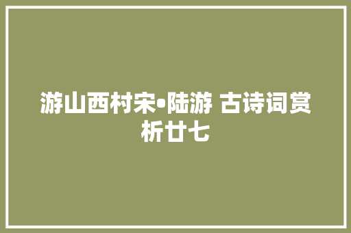 游山西村宋•陆游 古诗词赏析廿七