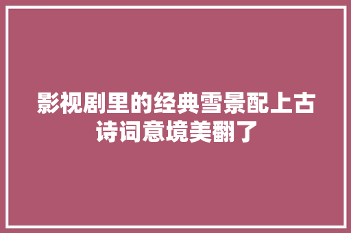 影视剧里的经典雪景配上古诗词意境美翻了