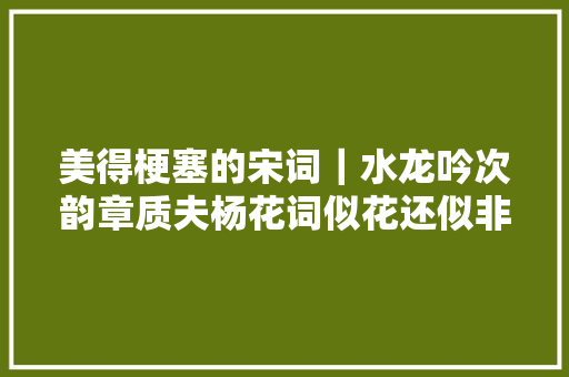 美得梗塞的宋词｜水龙吟次韵章质夫杨花词似花还似非花 苏轼