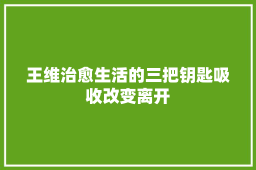 王维治愈生活的三把钥匙吸收改变离开