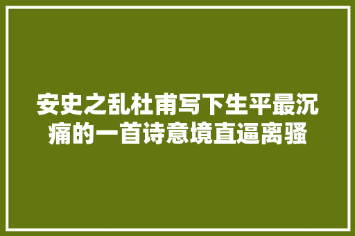 安史之乱杜甫写下生平最沉痛的一首诗意境直逼离骚