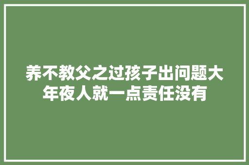 养不教父之过孩子出问题大年夜人就一点责任没有