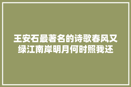 王安石最著名的诗歌春风又绿江南岸明月何时照我还