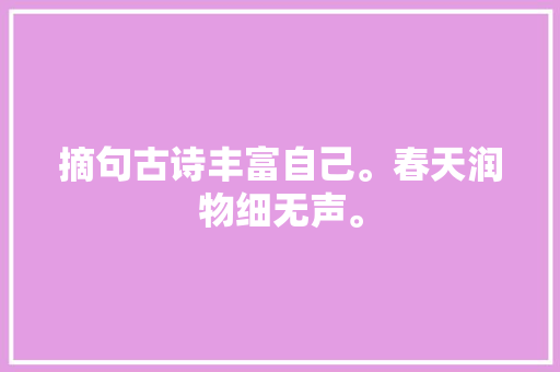 摘句古诗丰富自己。春天润物细无声。