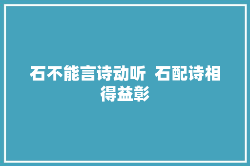 石不能言诗动听  石配诗相得益彰