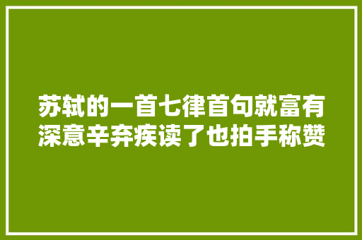 苏轼的一首七律首句就富有深意辛弃疾读了也拍手称赞