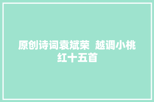 原创诗词袁斌荣  越调小桃红十五首