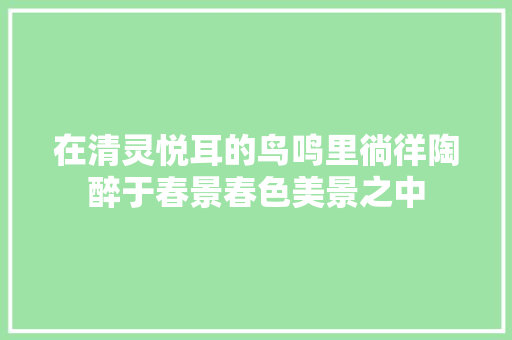 在清灵悦耳的鸟鸣里徜徉陶醉于春景春色美景之中