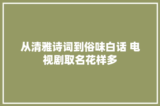 从清雅诗词到俗味白话 电视剧取名花样多
